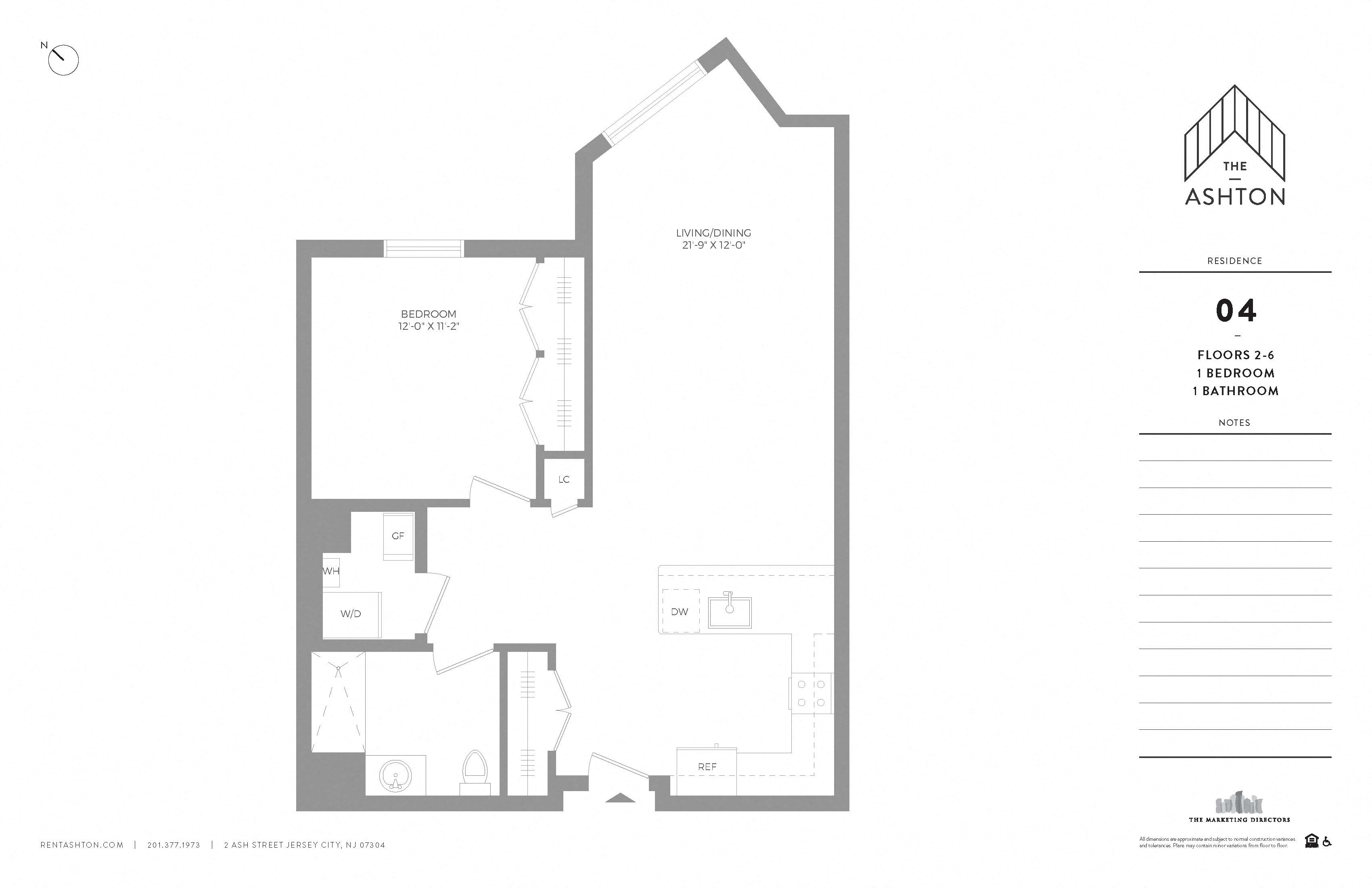Floor plan for 1 bed, 1 bath, 791 sqft